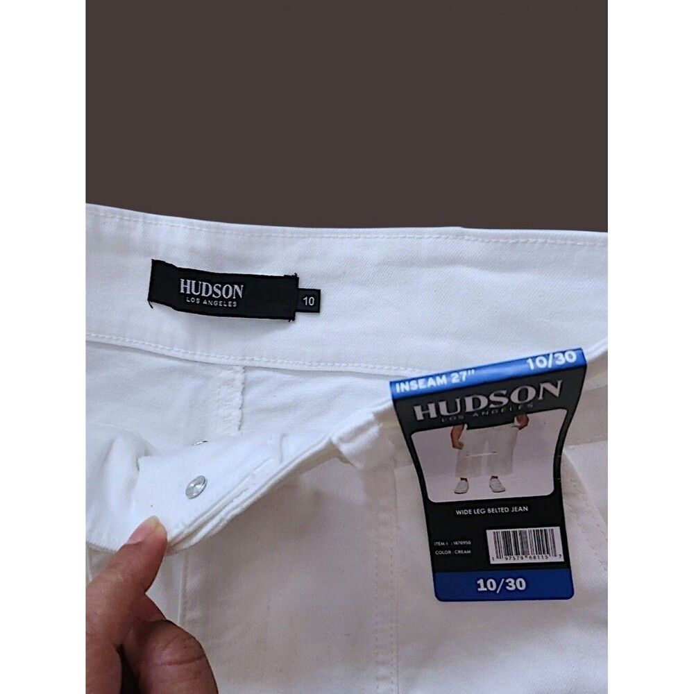 HUDSON Women's Wide-Leg Belt Mid-Rise White Jeans Size 10/30 (Medium)Trendy Pant - Picture 10 of 13